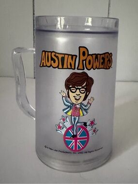 2002 Austin Powers New Line Productions Graphic Icy Plastic Mug  Collectible Cup